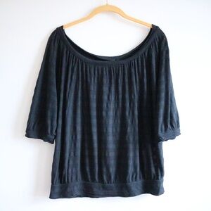 Express Black Stripe Half Sleeve Blouse Top